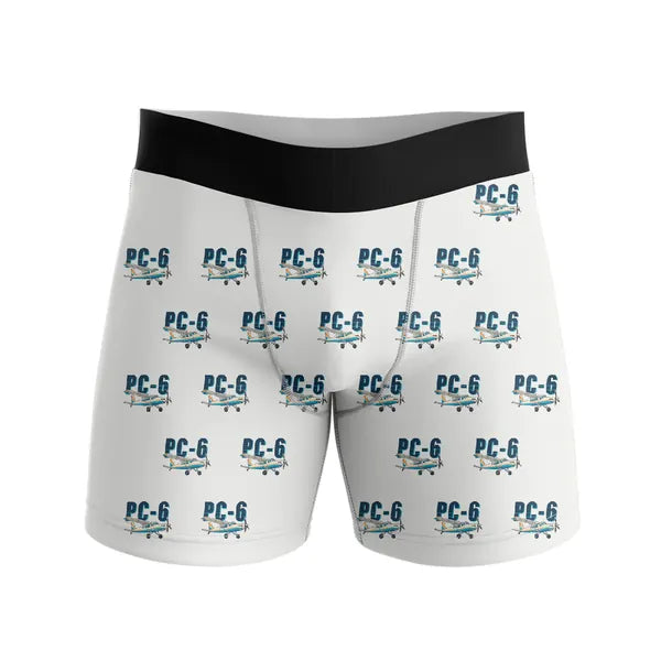 Pilatus PC-6 Porter - Men Boxers - Cartoon Pattern - White