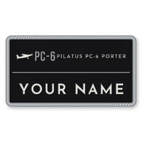Thumbnail for Pilatus PC-6 Porter Patches - Rectangle + Name - Black Silver