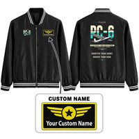 Thumbnail for Pilatus PC-6 Porter Stylish Jackets - Baseball Collar - Original + Name - Black