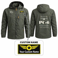 Thumbnail for Pilatus PC-6 Porter Stylish Jackets - Hooded Windbreaker - Heritage + Name - Olive Green