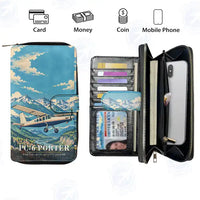 Thumbnail for Pilatus PC-6 Porter Leather Wallets - Zip Long Wallet - 3D