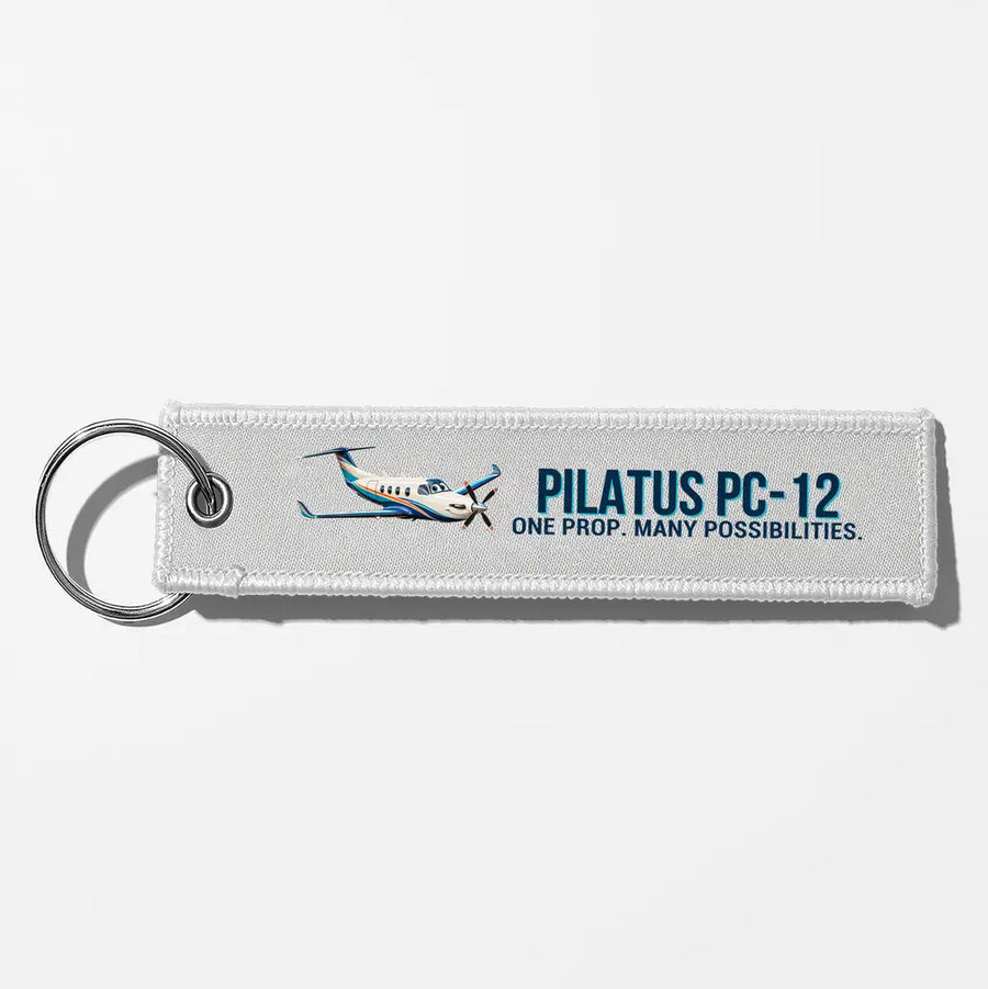 Cartoon Pilatus PC-12 Aviator Key Chains - White
