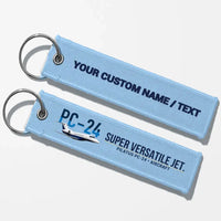 Thumbnail for Pilatus PC-24 Aviator Key Chains - Light Blue - Personalized