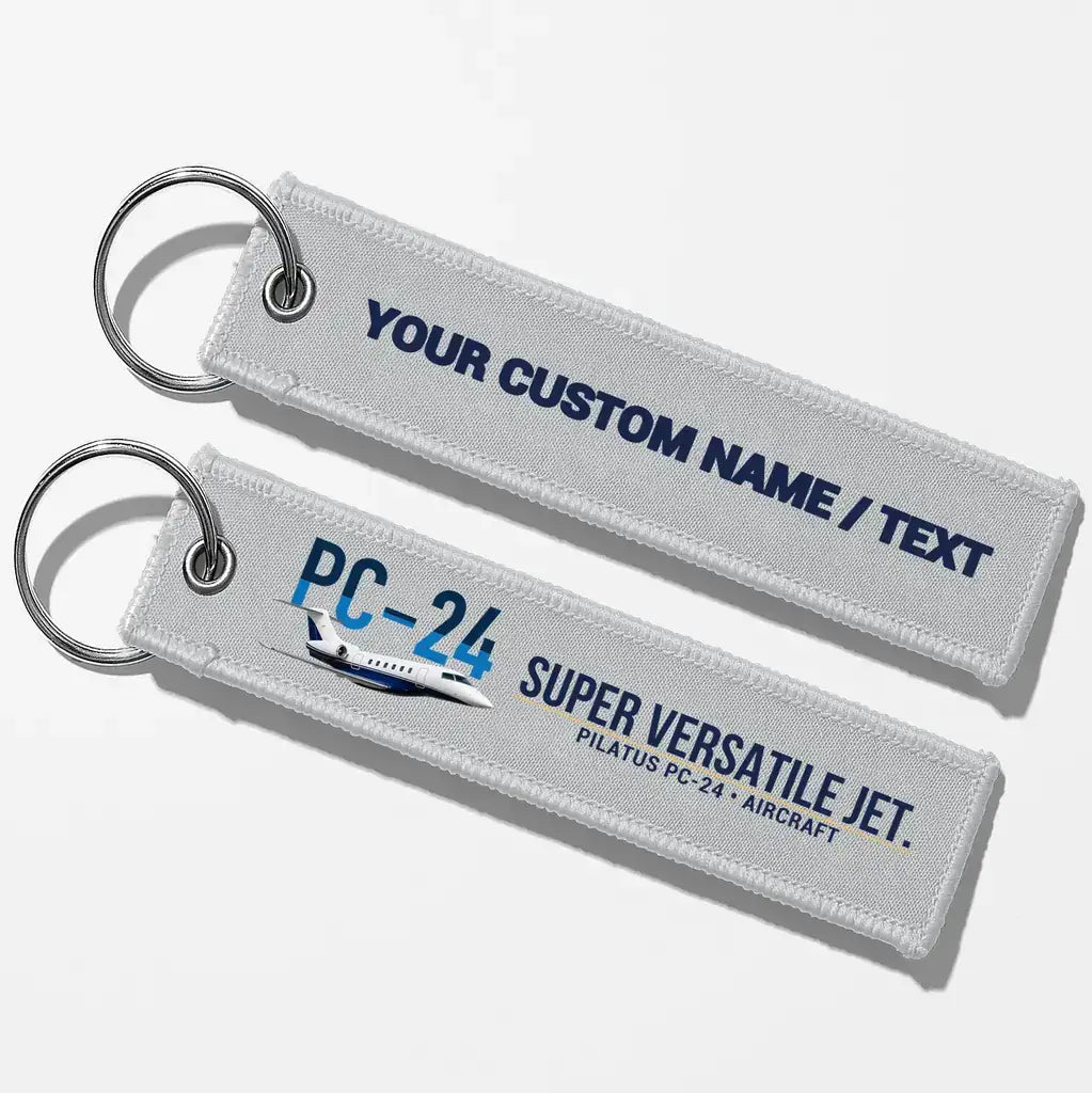 Pilatus PC-24 Aviator Key Chains - Light Gray - Personalized