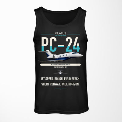 Pilatus PC-24 design on black tank top