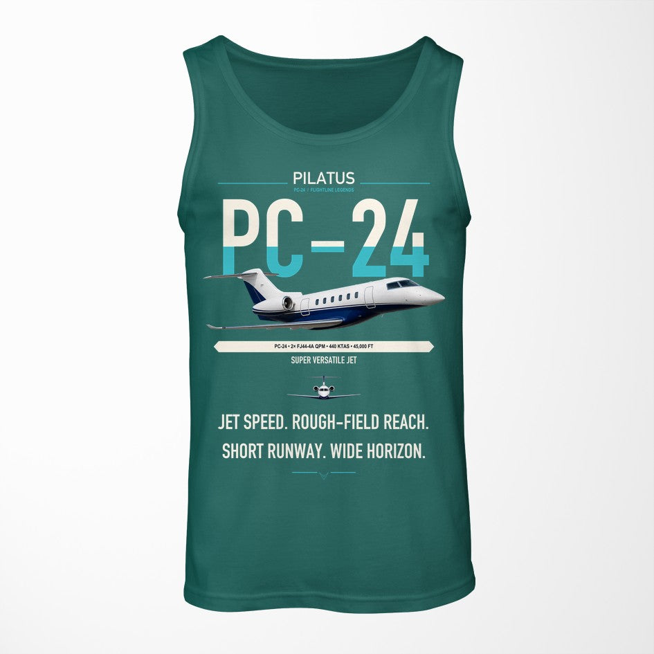 Pilatus PC-24 design on green tank top