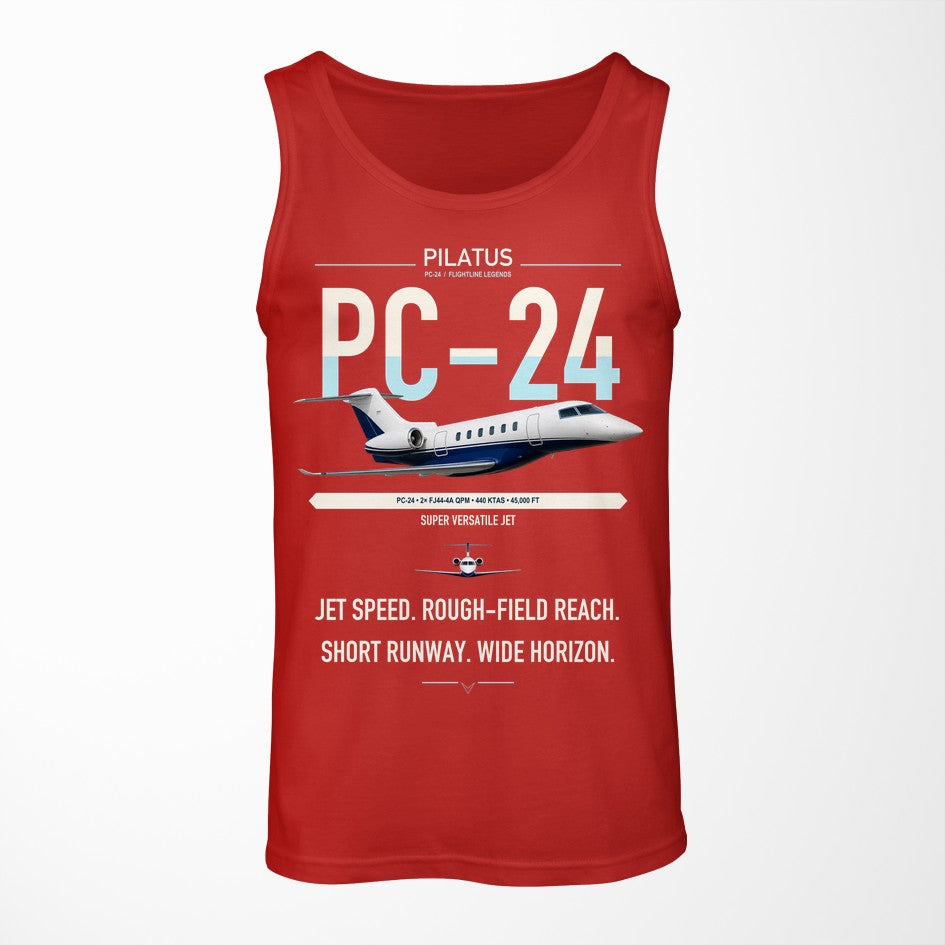 Pilatus PC-24 design on red tank top