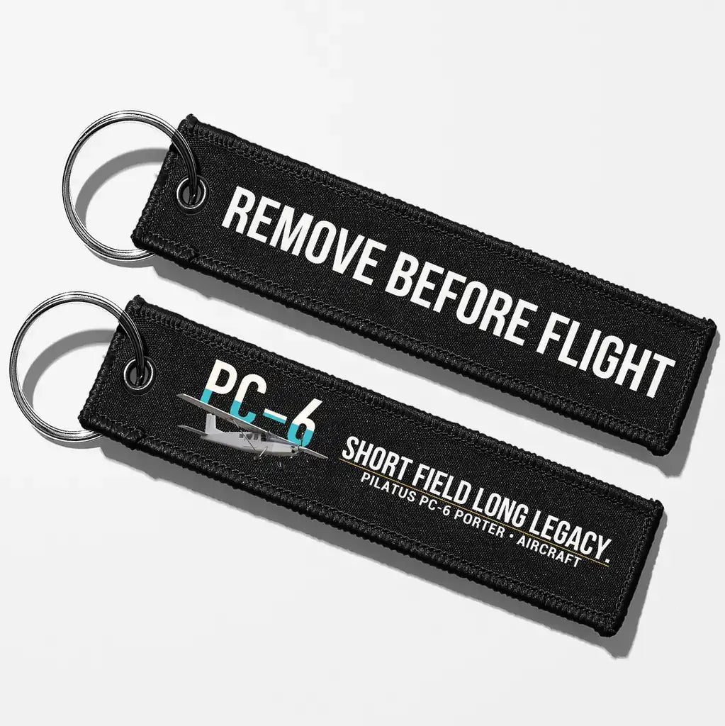 Pilatus PC-6 Porter Aviator Key Chains - Black - Remove Before Flight