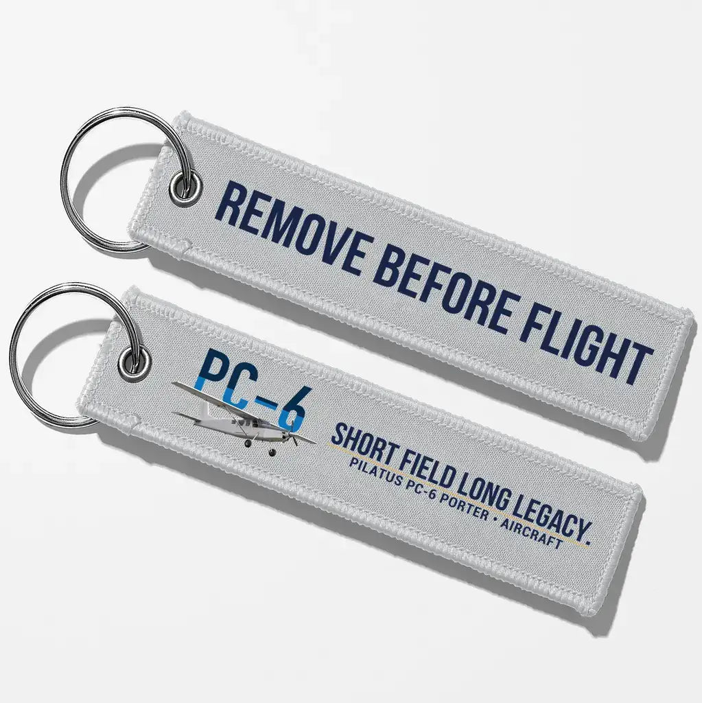 Pilatus PC-6 Porter Aviator Key Chains - Light Gray - Remove Before Flight