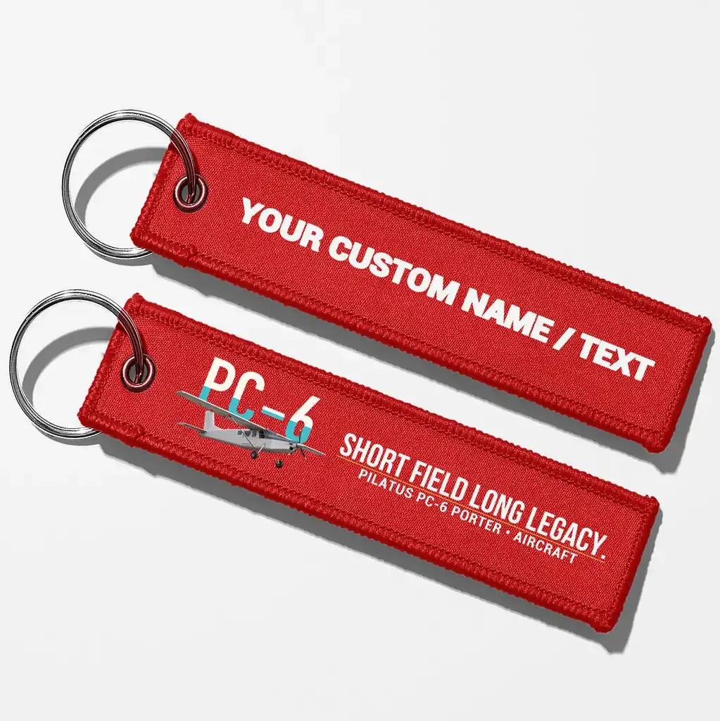 Pilatus PC-6 Porter Aviator Key Chains - Red - Personalized
