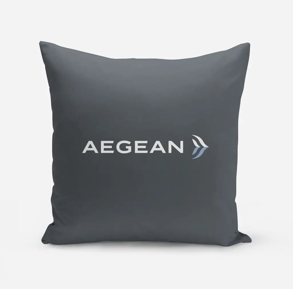 Aegean Airlines design on gray pillow