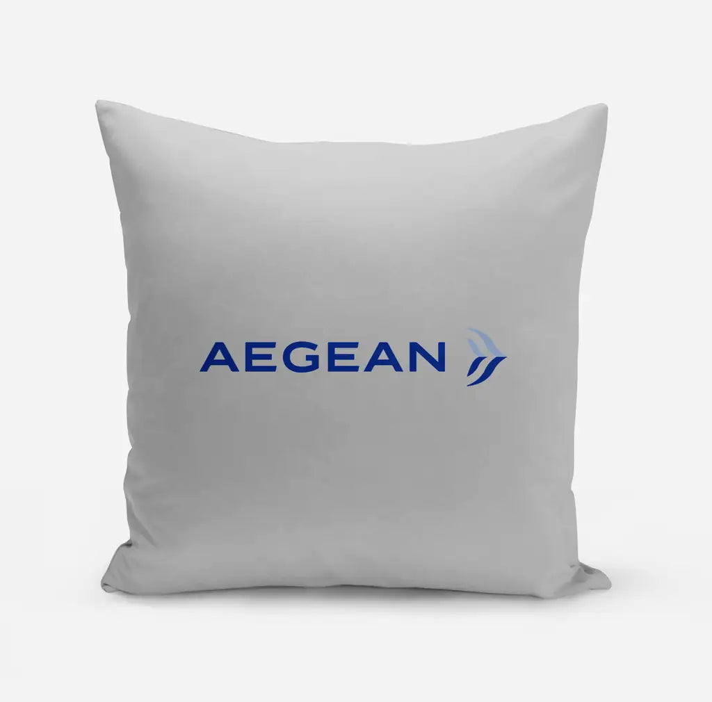 Aegean Airlines design on light gray pillow