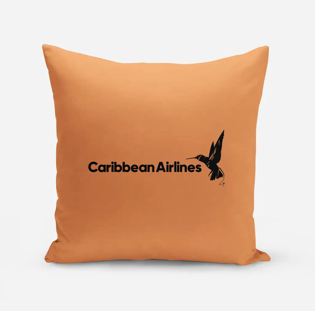 Carbbean Airlines design on orange pillow