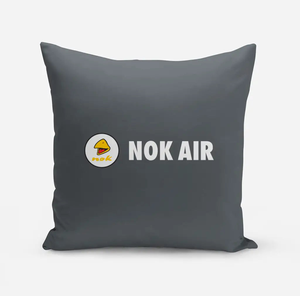 Nok Airlines design on gray pillow