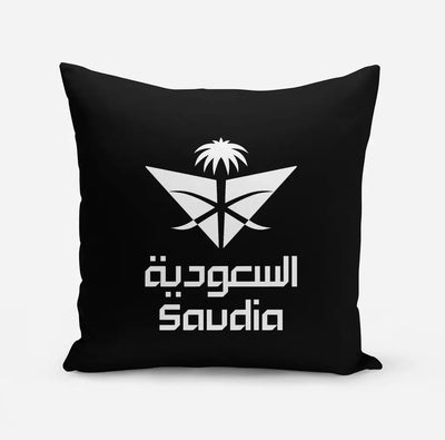 Saudi Arabian Airlines design on black pillow