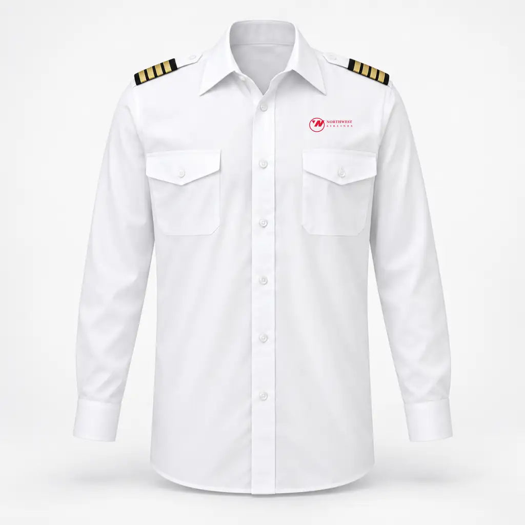 Northwest Airlines (OLD) logo on 4-stripe long sleeve pilot shirt