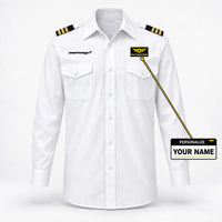 Thumbnail for Smartwings Airlines logo on 3-stripe long sleeve pilot shirt with custom name badge