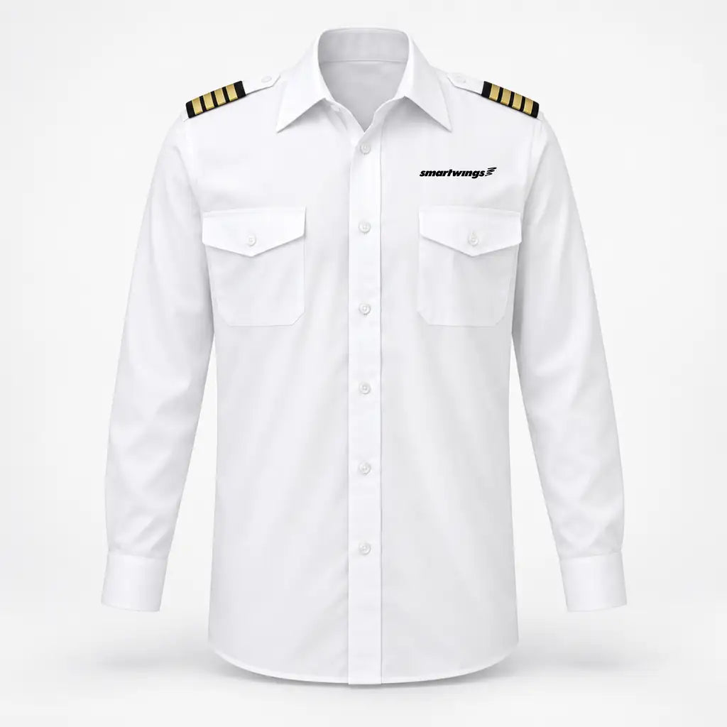 Smartwings Airlines logo on 4-stripe long sleeve pilot shirt