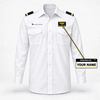 Thumbnail for Solomon Airlines logo on 1-stripe long sleeve pilot shirt with custom name badge