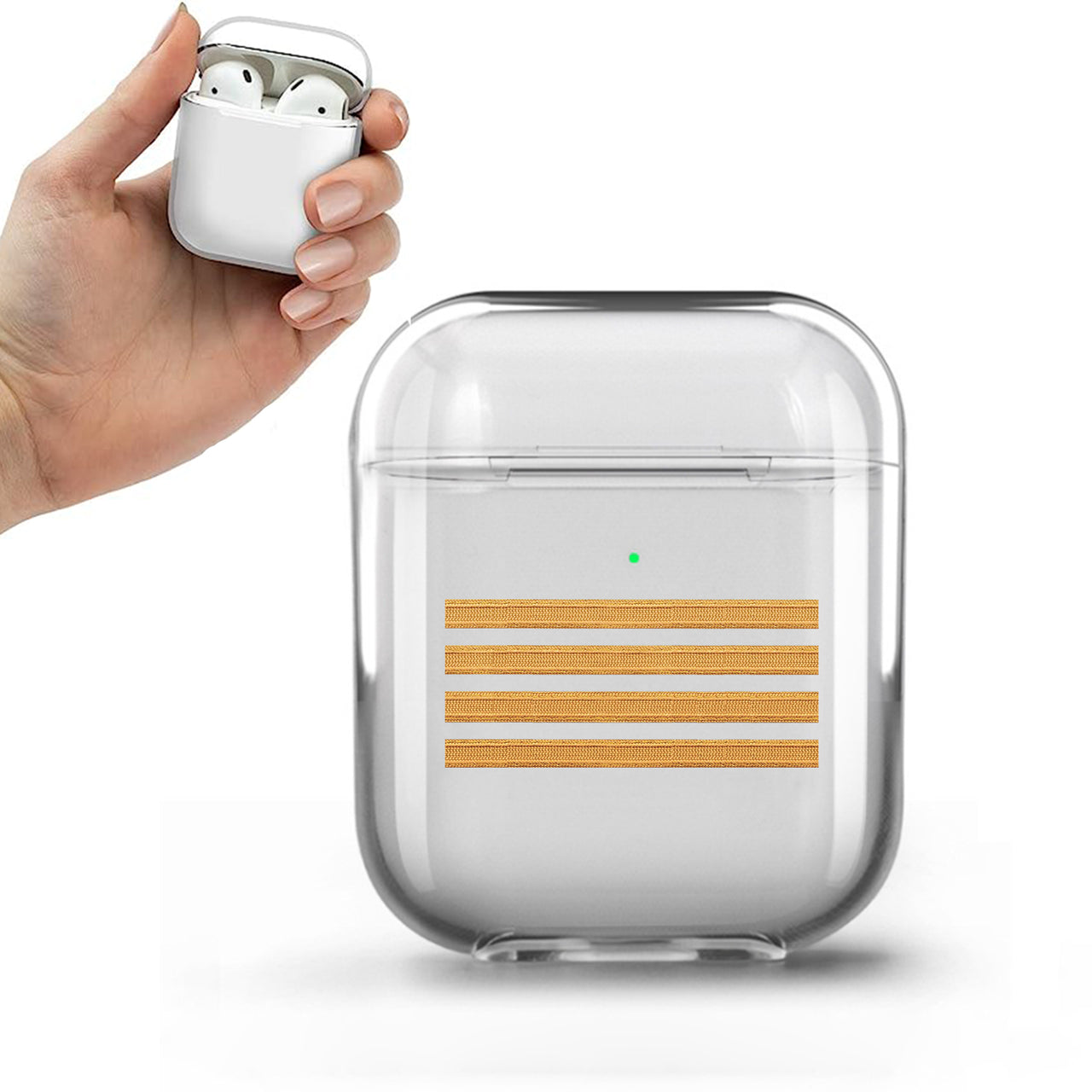 Golden Pilot Epaulettes (4,3,2 Lines) Designed Transparent Earphone AirPods Cases