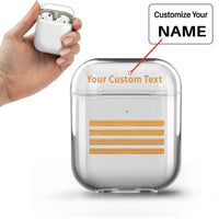 Thumbnail for Customizable Name & Golden Pilot Epaulettes (4,3,2 Lines) Designed Transparent Earphone AirPods Cases