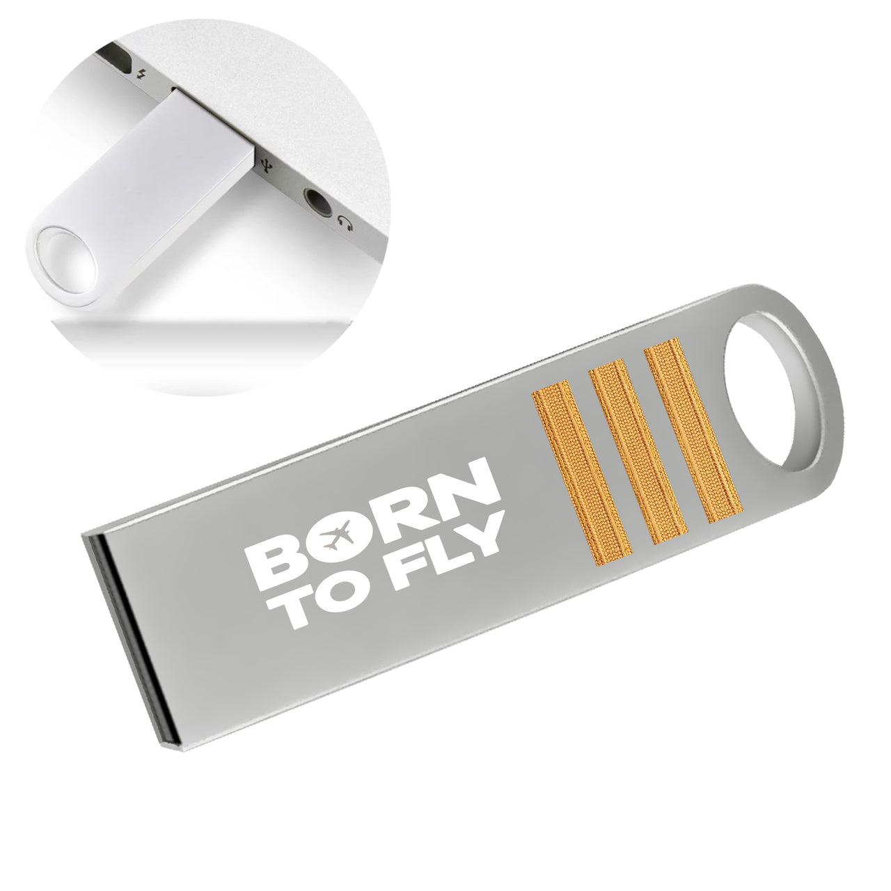 Born to Fly & Pilot Epaulettes (4,3,2 Lines) Designed Waterproof USB Devices