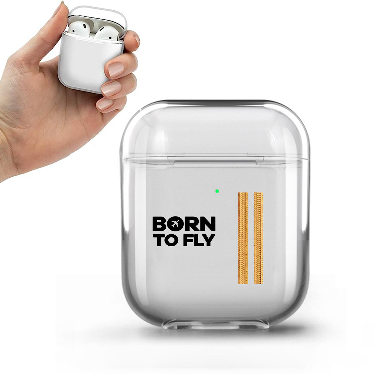 Born to Fly & Pilot Epaulettes (4,3,2 Lines) Designed Transparent Earphone AirPods Cases