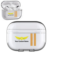 Thumbnail for Customizable Name & Badge & Golden Special Pilot Epaulettes (4,3,2 Lines) Designed Transparent Earphone AirPods 