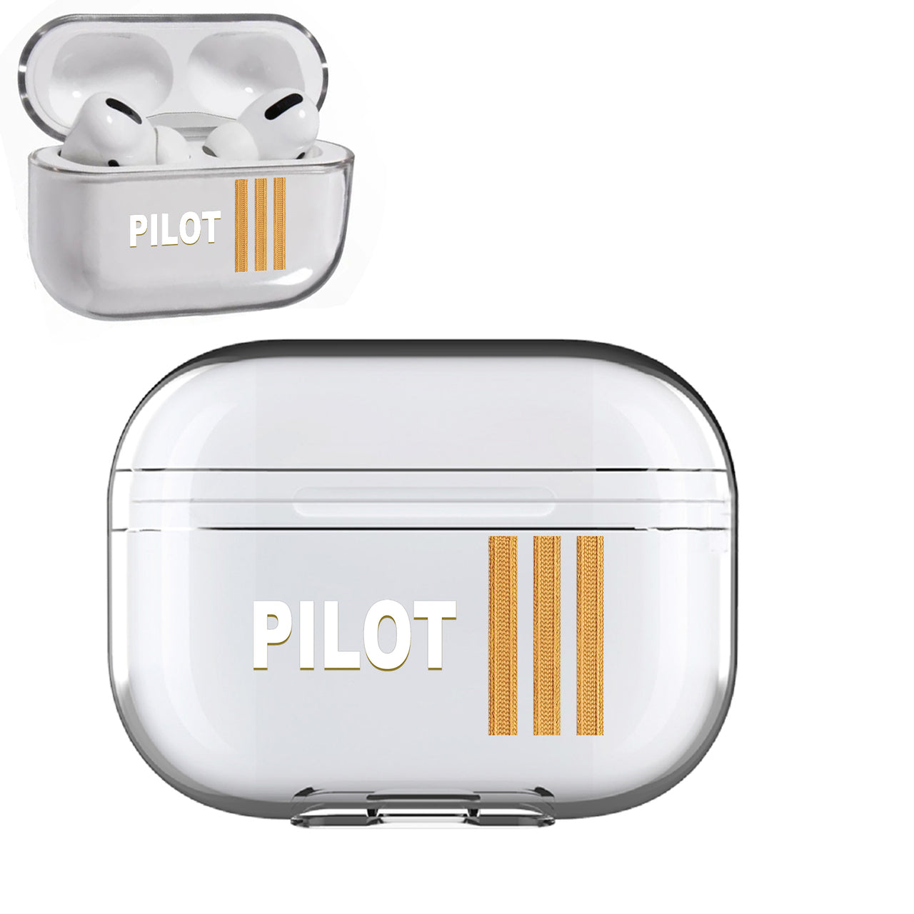 PILOT & Pilot Epaulettes (4,3,2 Lines) Designed Transparent Earphone AirPods "Pro" Cases