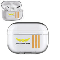 Thumbnail for Customizable Name & Badge & Golden Special Pilot Epaulettes (4,3,2 Lines) Designed Transparent Earphone AirPods 