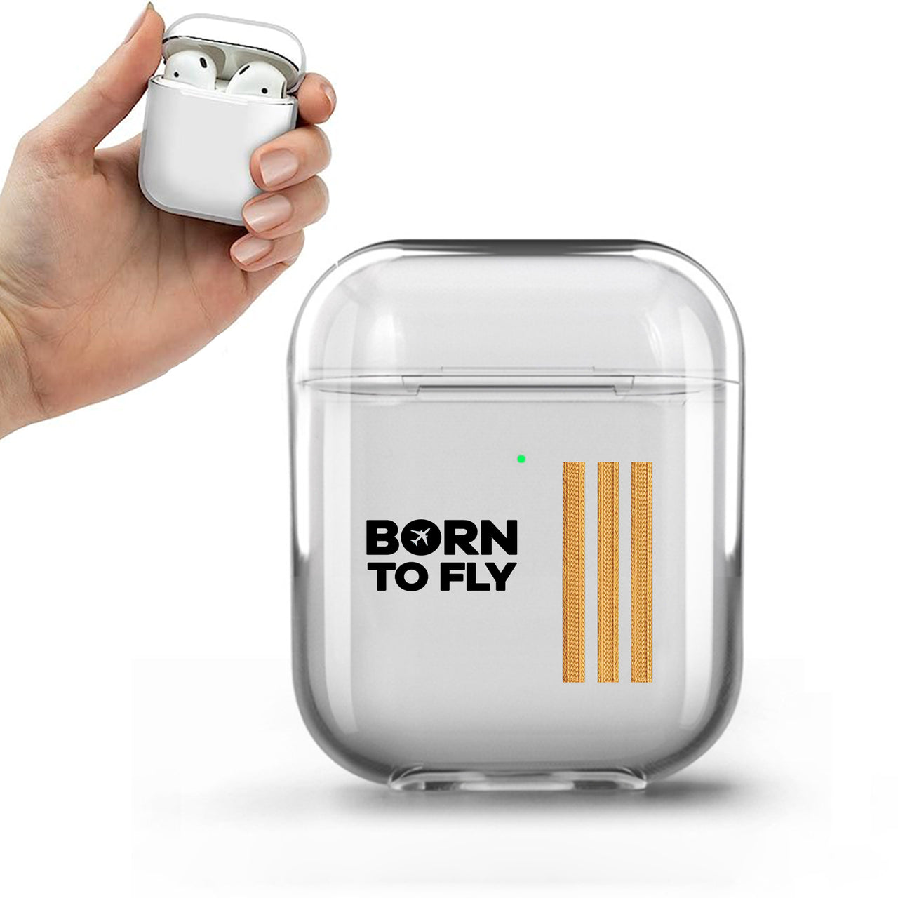 Born to Fly & Pilot Epaulettes (4,3,2 Lines) Designed Transparent Earphone AirPods Cases