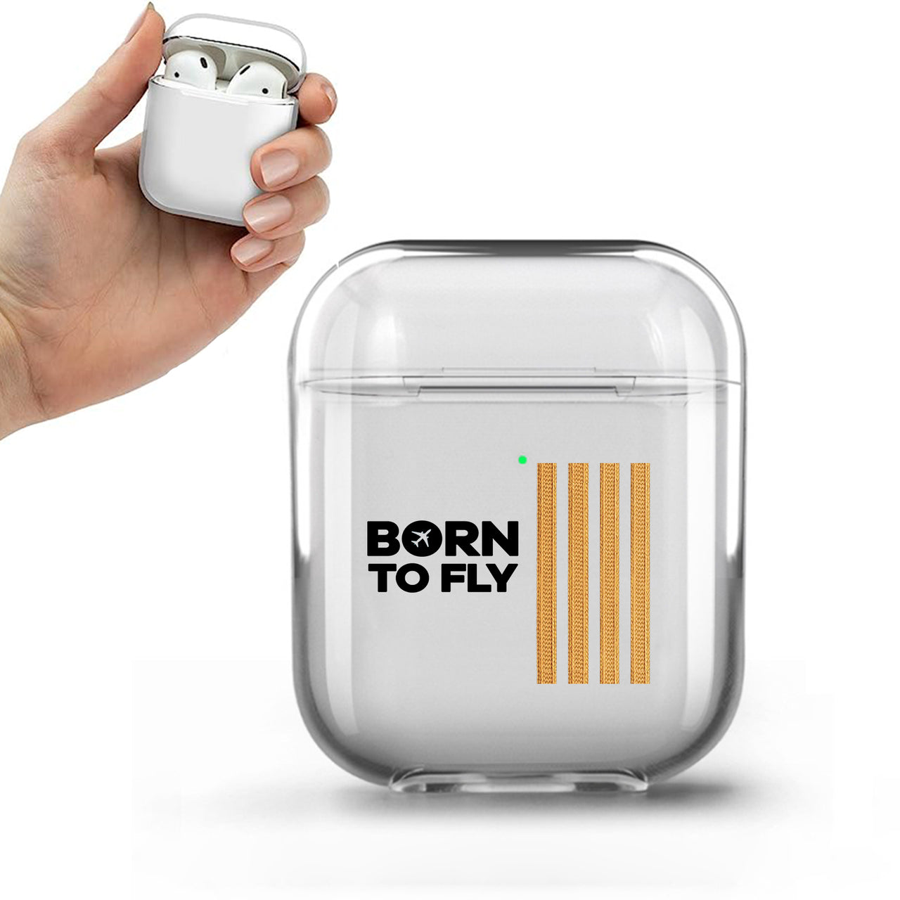 Born to Fly & Pilot Epaulettes (4,3,2 Lines) Designed Transparent Earphone AirPods Cases