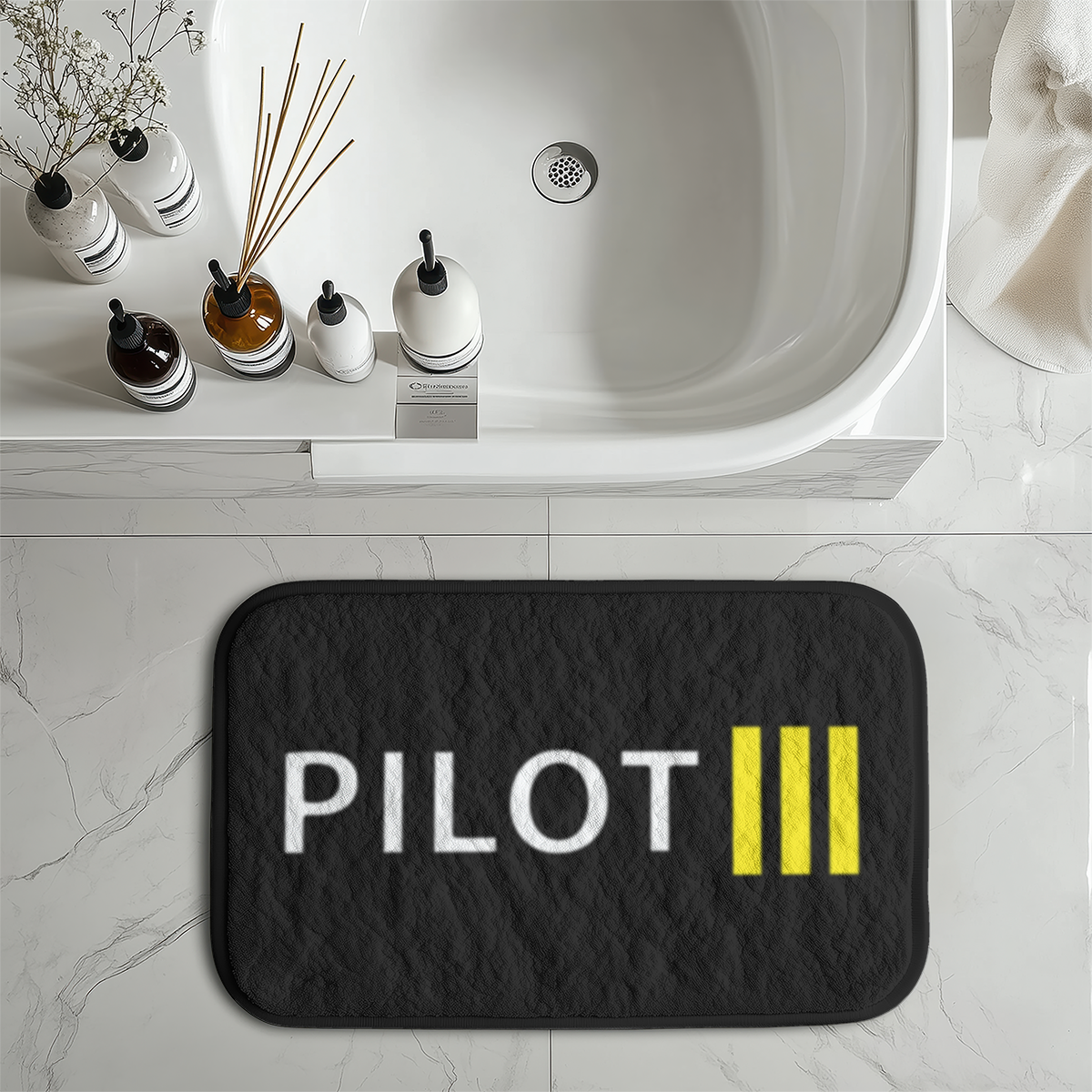 Pilot & Stripes (3 Lines) Designed Bath Mats