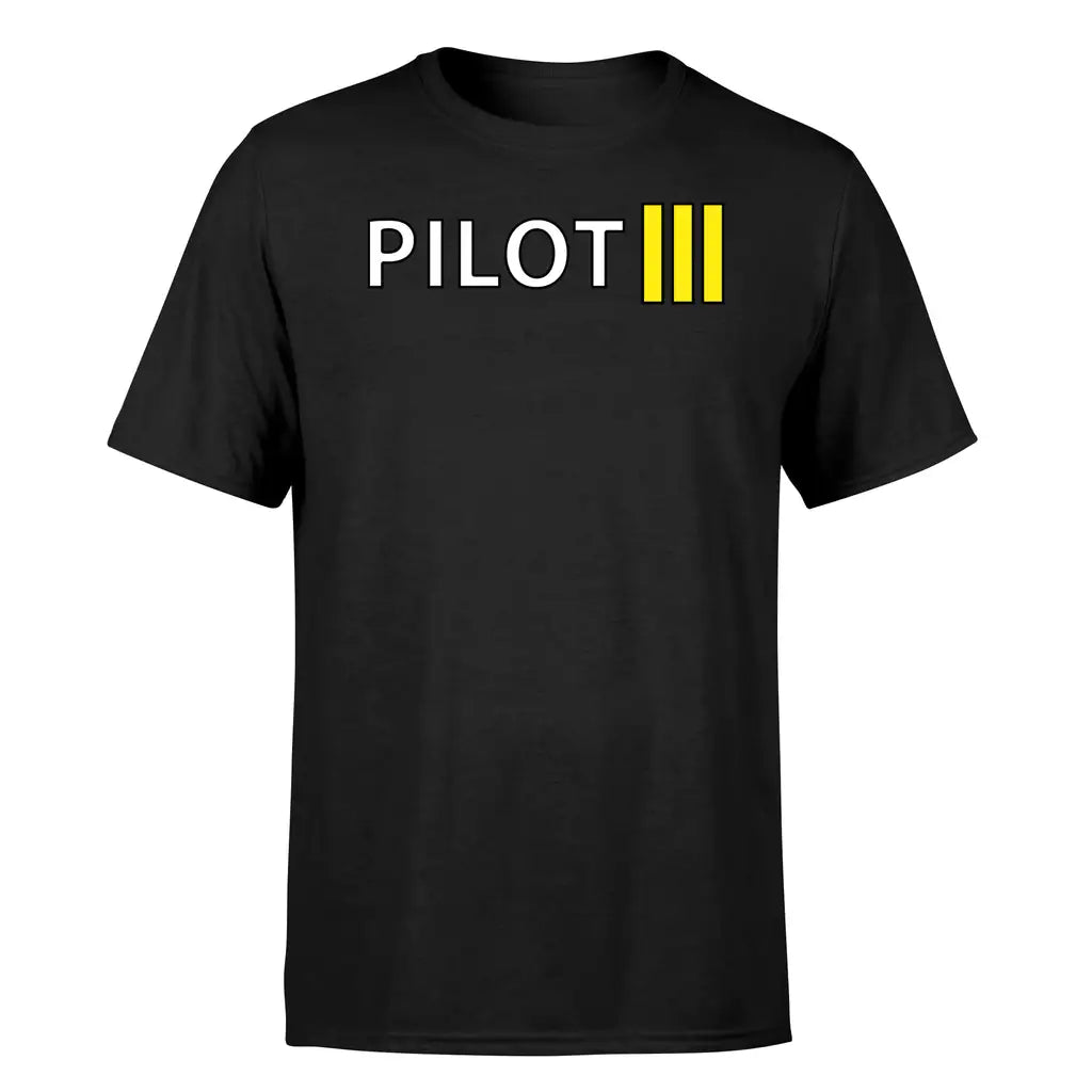 Pilot & Stripes (3 Lines) design on black single side