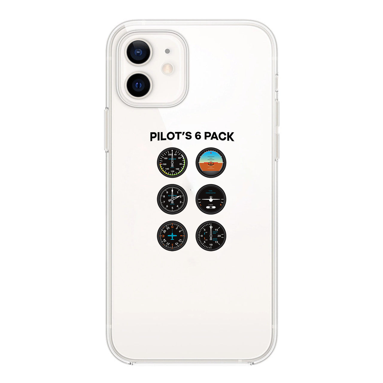Pilot's 6 Pack Designed Transparent Silicone iPhone Cases
