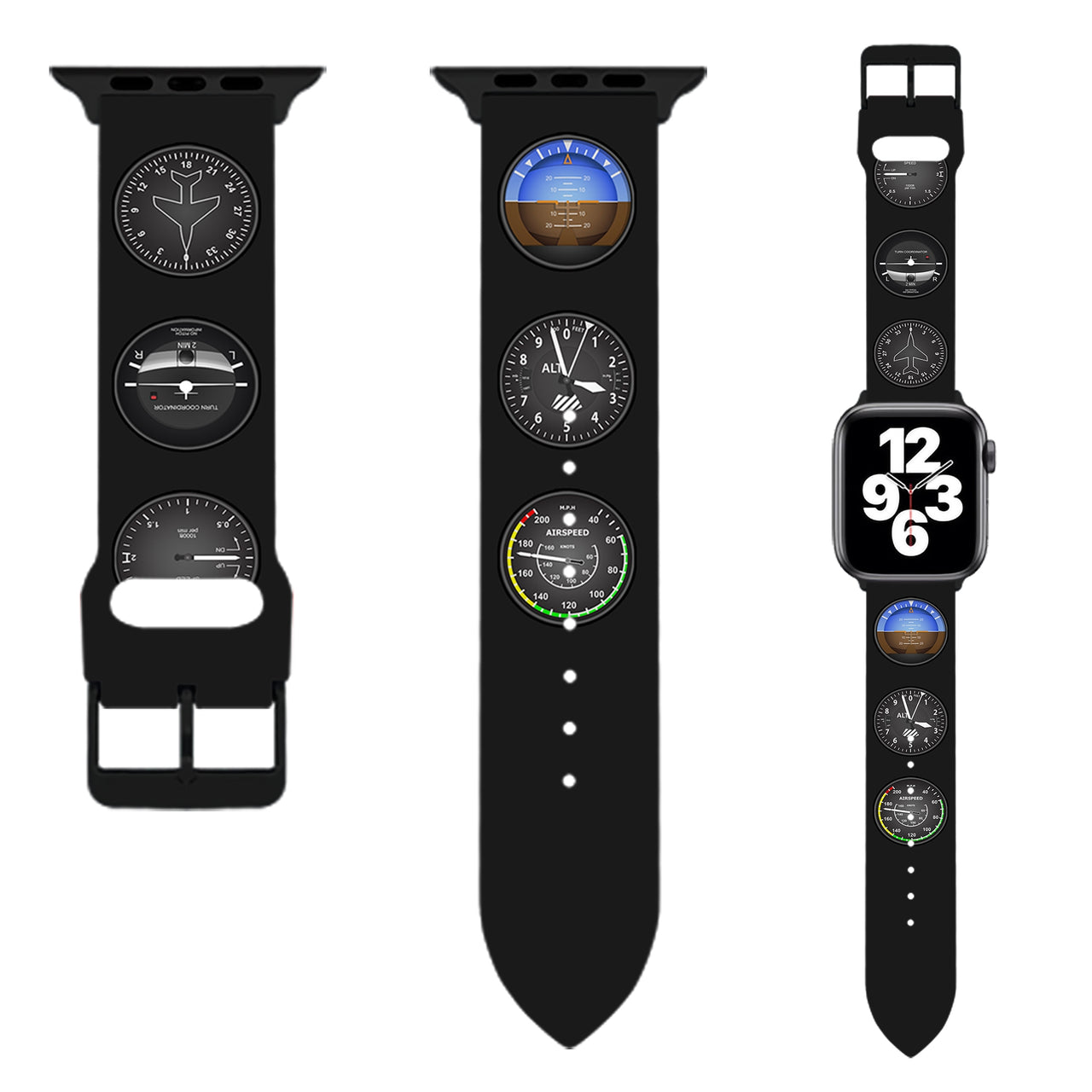 Pilots Six Pack Designed Soft Silicone Apple Watch Bands