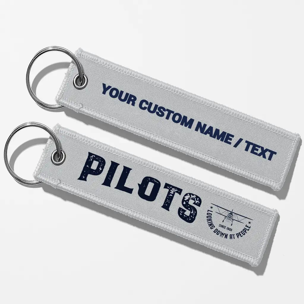 Pilots Looking Down at People Since 1903 Aviator Key Chains - Light Gray - Personalized