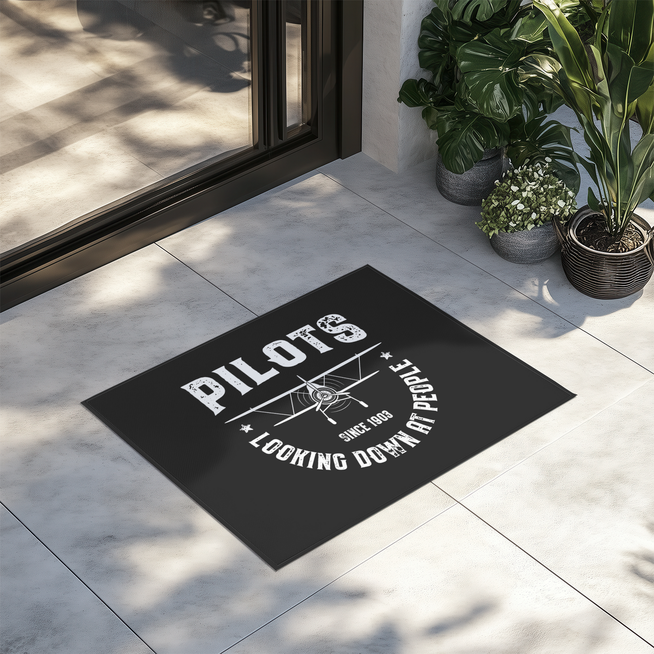 Pilots Looking Down at People Since 1903 Designed Door Mats