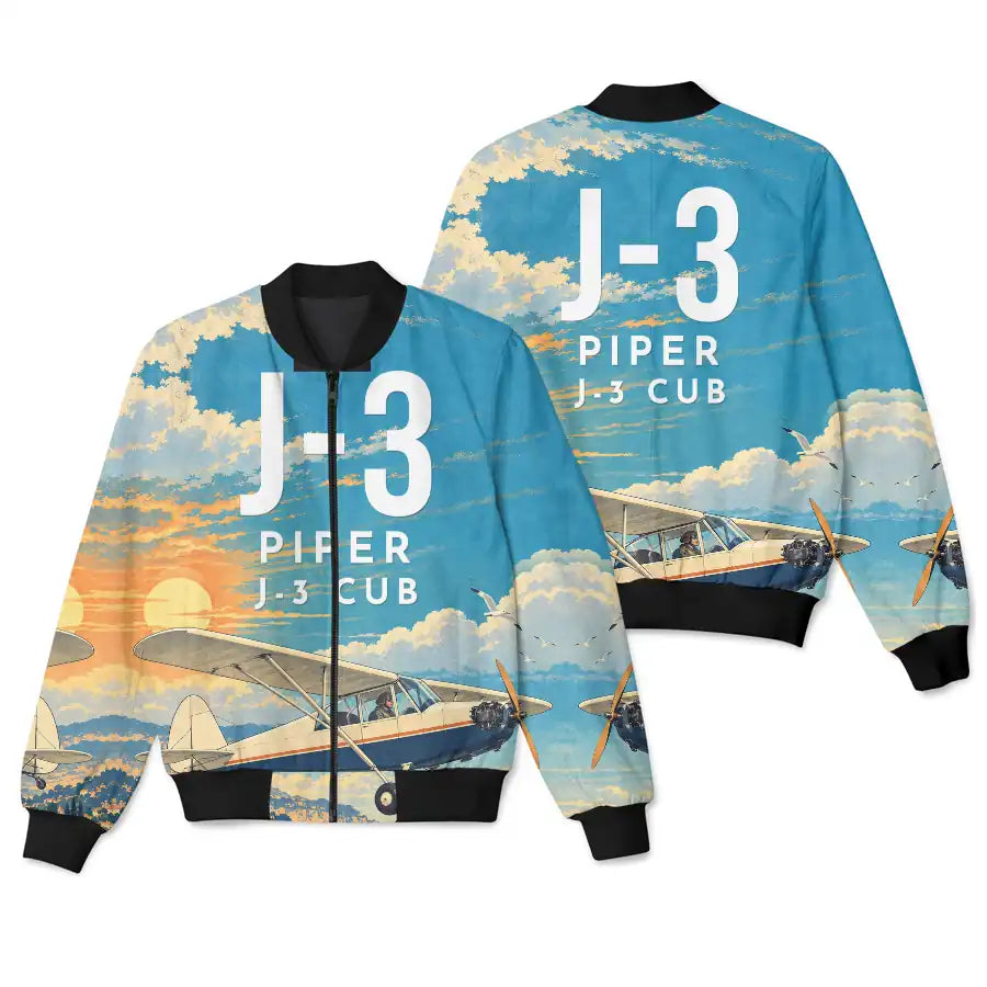 Piper J-3 Cub 3D All-Over Print Clothing - Bomber Jacket - 3D