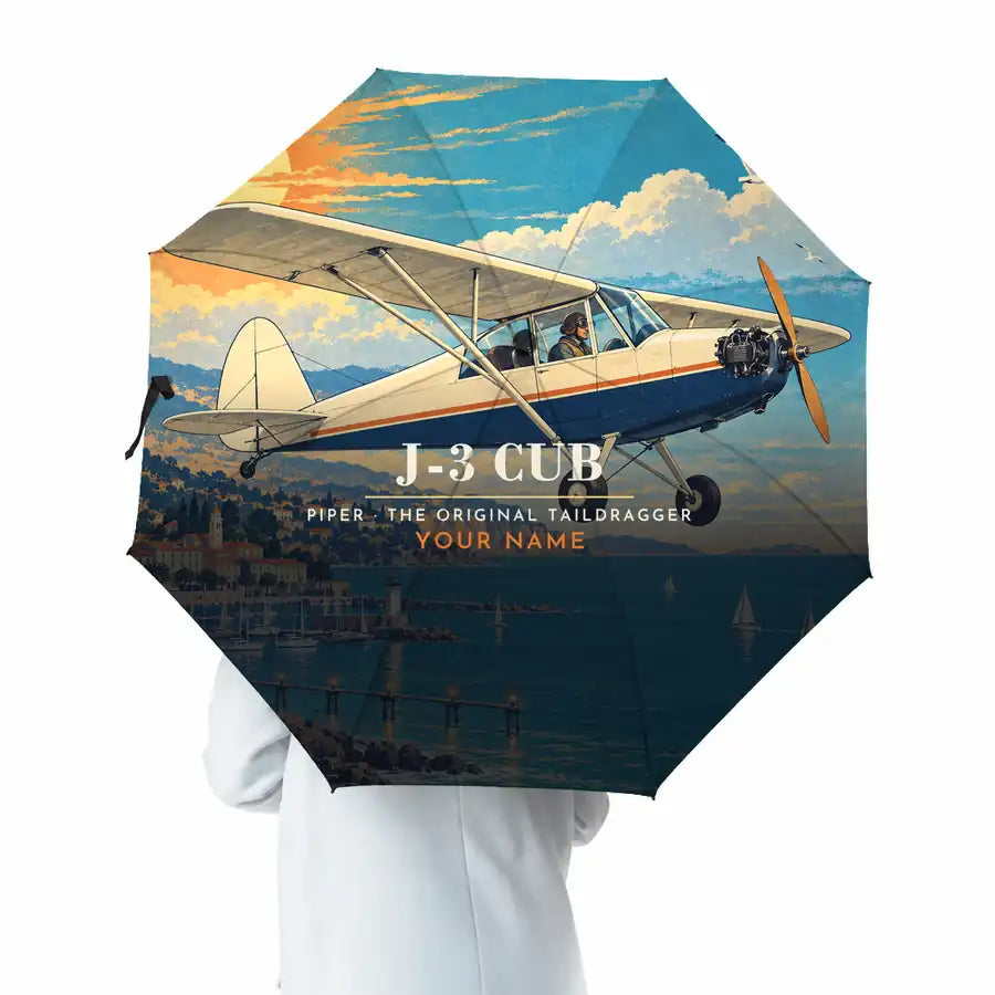 Piper J-3 Cub - 3D + Name - Umbrella