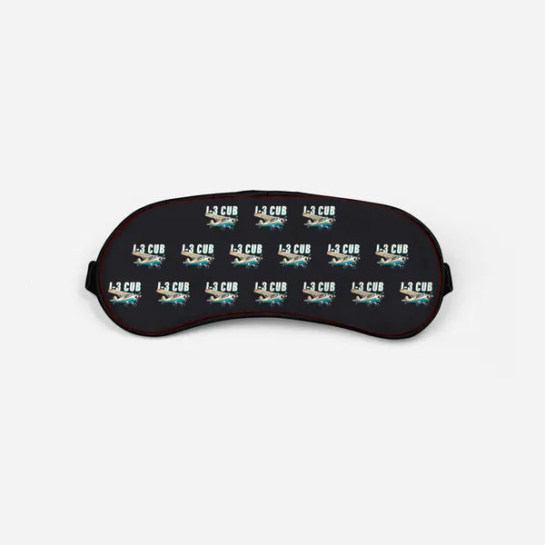 Piper J-3 Cub - Cartoon Pattern - Sleep Mask - Black