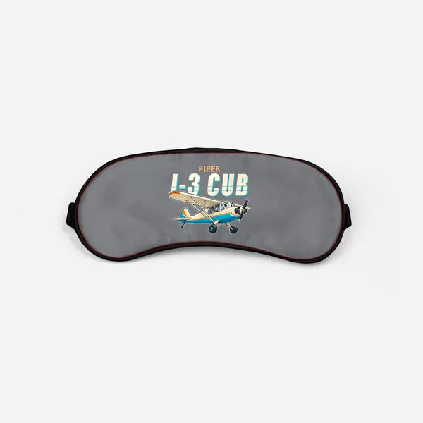 Piper J-3 Cub - Cartoon - Sleep Mask - Gray