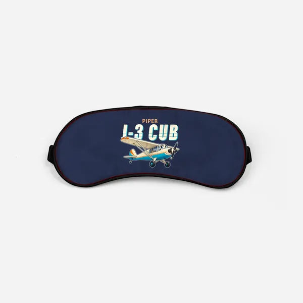 Piper J-3 Cub - Cartoon - Sleep Mask - Navy Blue