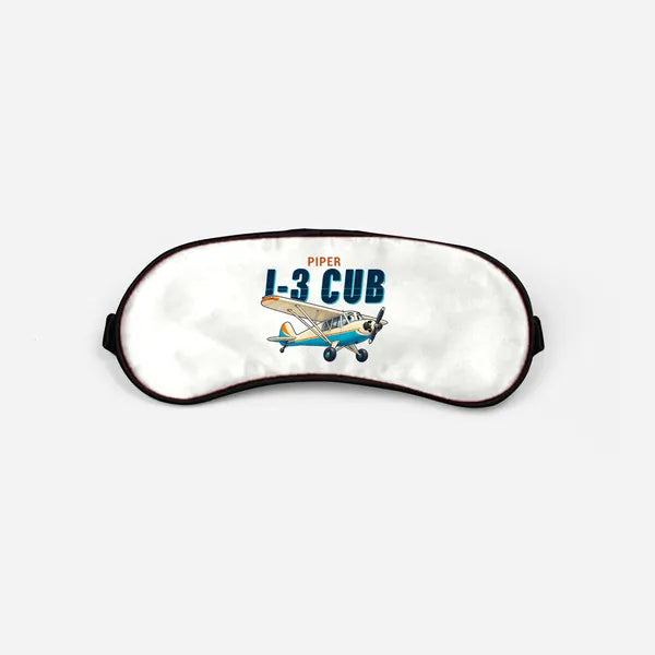 Piper J-3 Cub - Cartoon - Sleep Mask - White