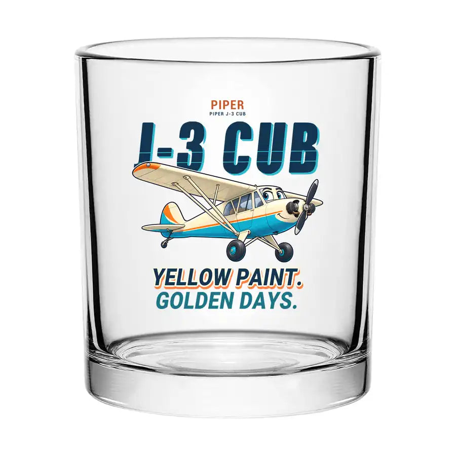 Piper J-3 Cub - Cartoon - Special Whiskey Glass