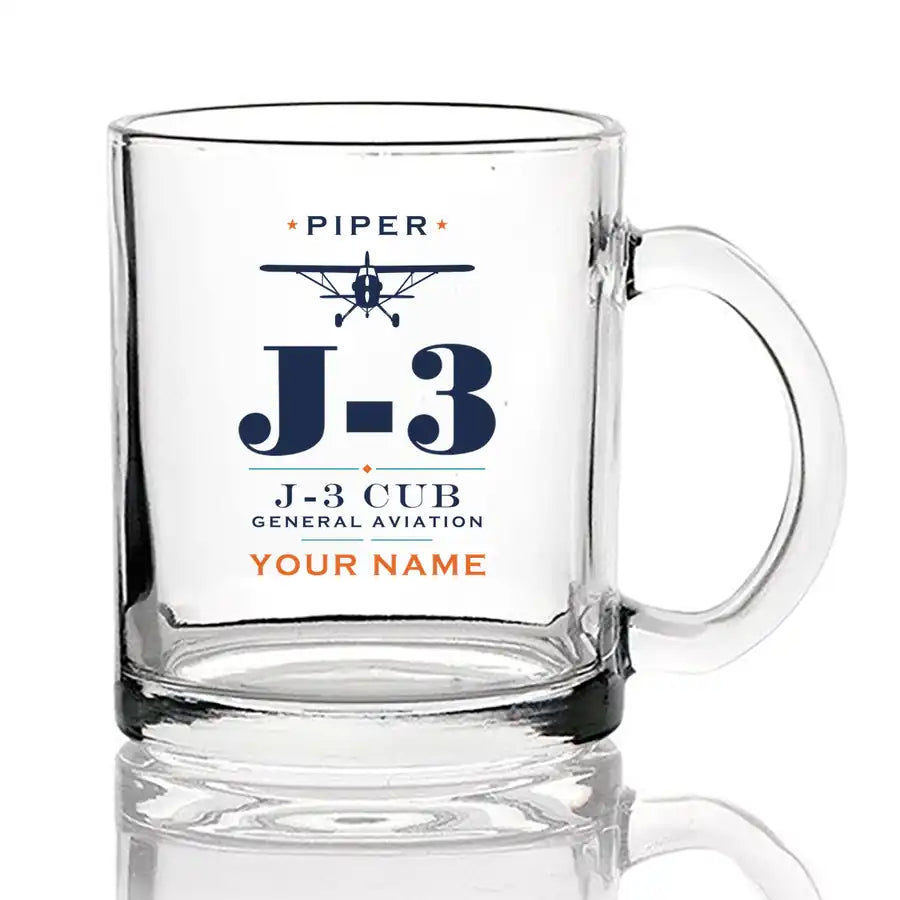 Piper J-3 Cub - Heritage + Name - Coffee & Tea Glass