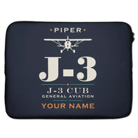 Thumbnail for Piper J-3 Cub - Heritage + Name - Laptop Sleeve