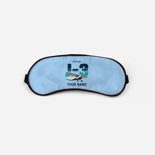 Piper J-3 Cub - Original + Name - Sleep Mask - Light Blue