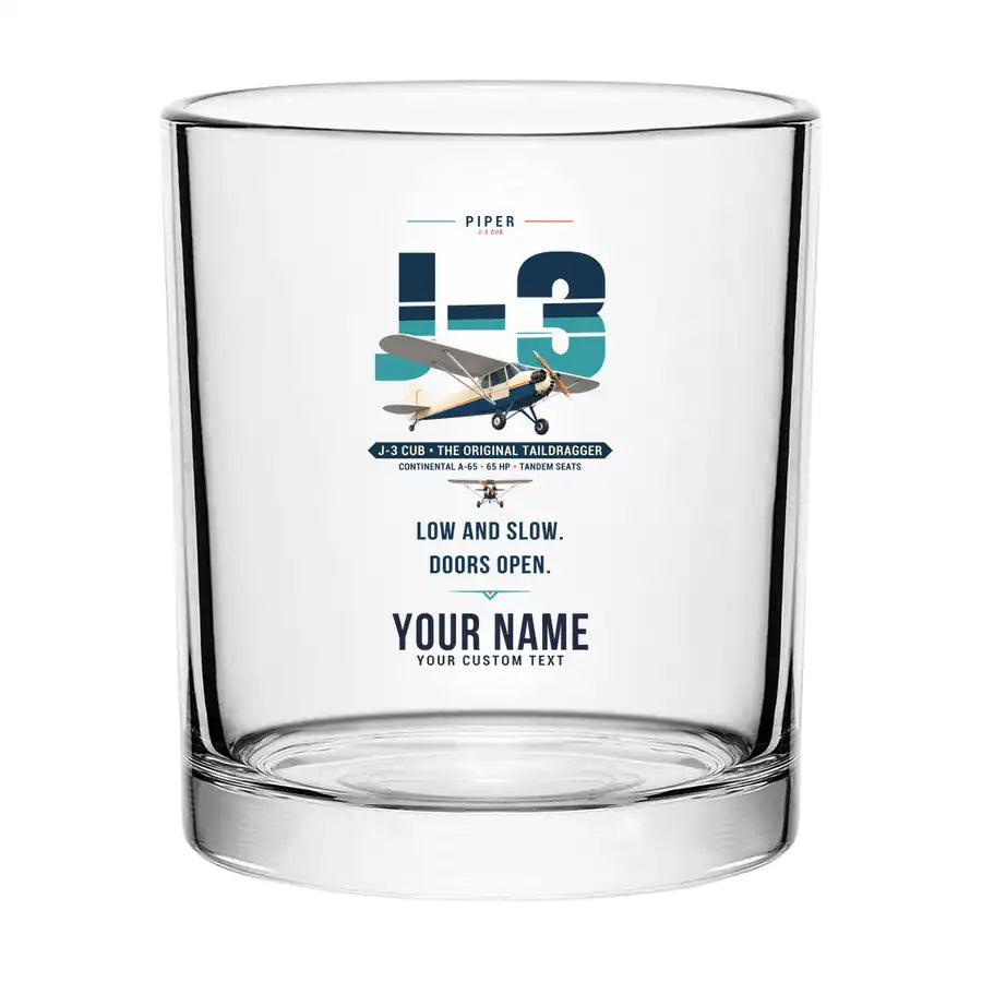 Piper J-3 Cub - Original + Name - Special Whiskey Glass