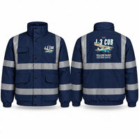 Thumbnail for Piper J-3 Cub Reflective Winter Jackets - Cartoon - Navy Blue